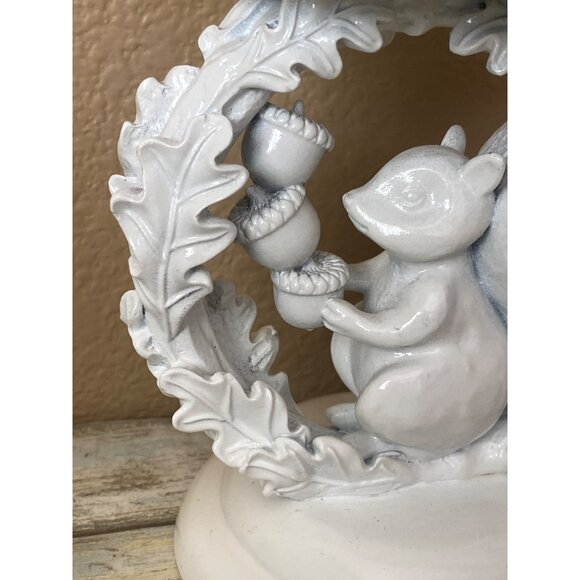 2X Bath & Body Works Candle Holders White Ceramic Squirrel & Marble-Style Lotus - Picture 9 of 14